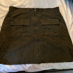 Green suede miniskirt